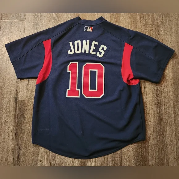 Mitchell & Ness 2003 Atlanta Braves Chipper Jones #10 Warm Up Jersey Men Size XL